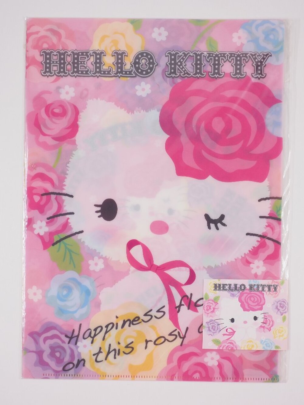 Sanrio Japan Hello Kitty Vintage Clearfile Clear File Happiness Rosy set of 2